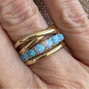 Melinda Maria Gold Ring with Blue Opal Accent Stones